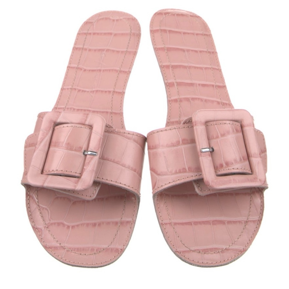 Definery pink leather slides size 8